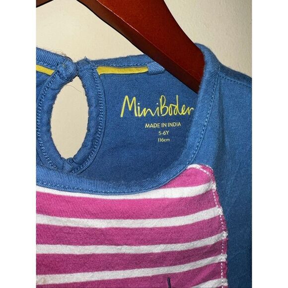 Mini Boden Blue Rainbow Floral Riding Horse Dress Kids 5/6 yrs pockets - Picture 4 of 5